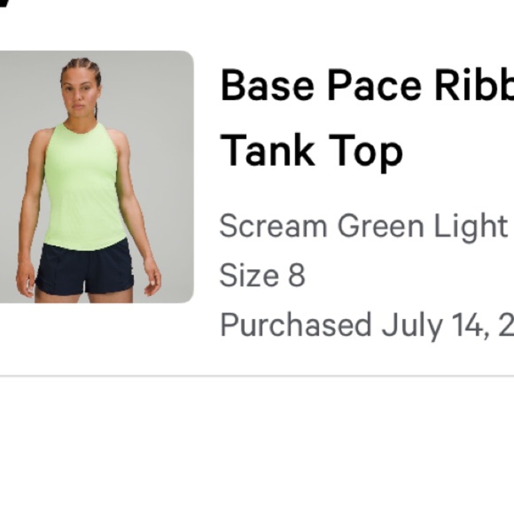 Lululemon scream green ribbed high neck tank top. BNWT size 8